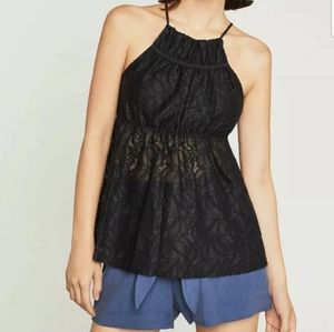 NWT BCBG MAXAZRIA Black Lace Halter Tank
